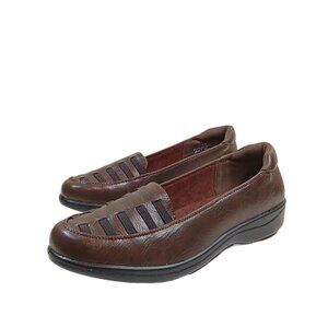 Easy Street Genesis Flats Womens 11 Wide Dark Brown Faux Leather Comfort Loafers